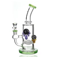Skleněný rig CALVO Double Implossion Rig + Perc Ball, 18 cm, zábrus 14 mm