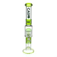Skleněný bong CALVO Straight Tube Tree Perc, zelený, 42 cm, zábrus 14 mm