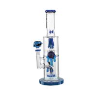 Skleněný bong CALVO Shower Perc Bee, modrý, 35 cm, zábrus 14 mm